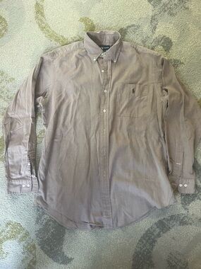 Ralph Lauren Men's Button-Down Dress Shirt in Mauve Taupe